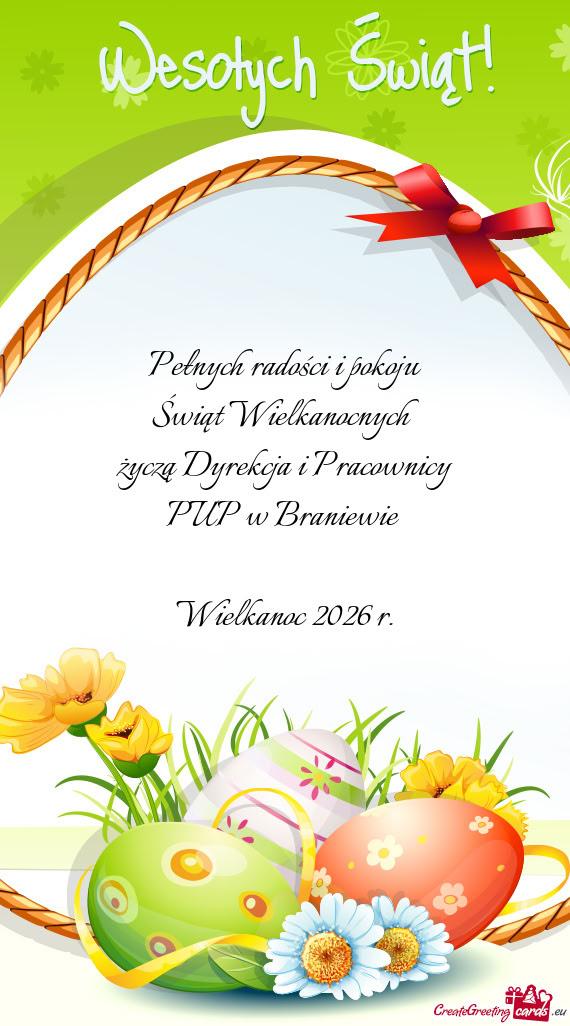 Życzenia wielkanocne 2026 od Powiatowego Urzędu Pracy w Braniewie